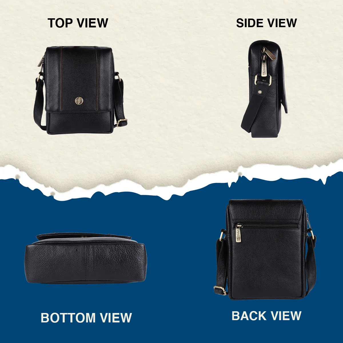 Leather Slingbag For Men - Adjustable Strap - 1 Year Warranty