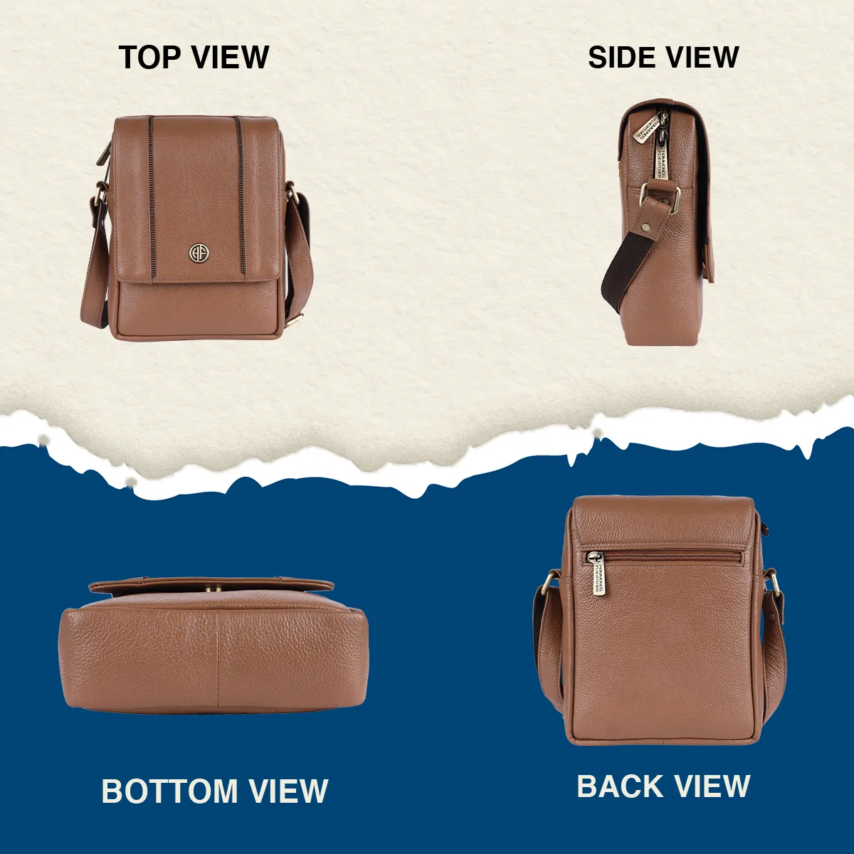 Leather Slingbag For Men - Adjustable Strap - 1 Year Warranty