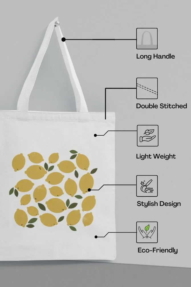 Lemons Fruit Zipper Tote Bag