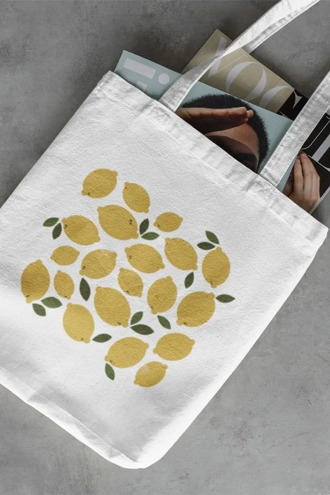 Lemons Fruit Zipper Tote Bag