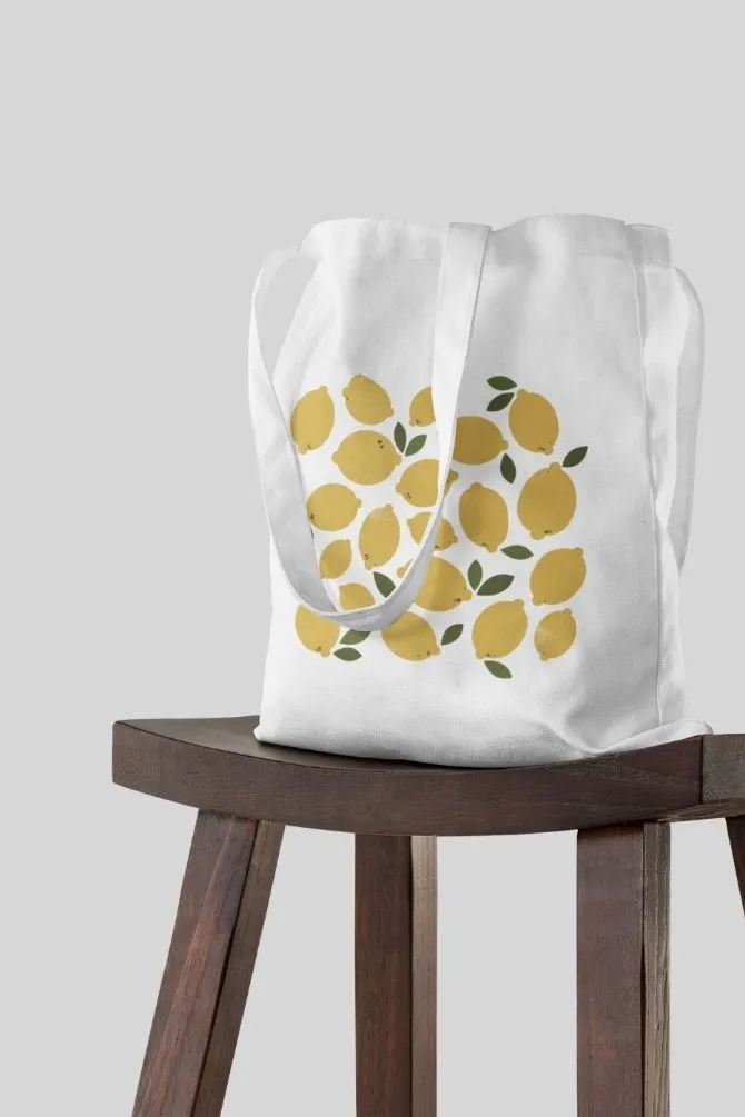 Lemons Fruit Zipper Tote Bag