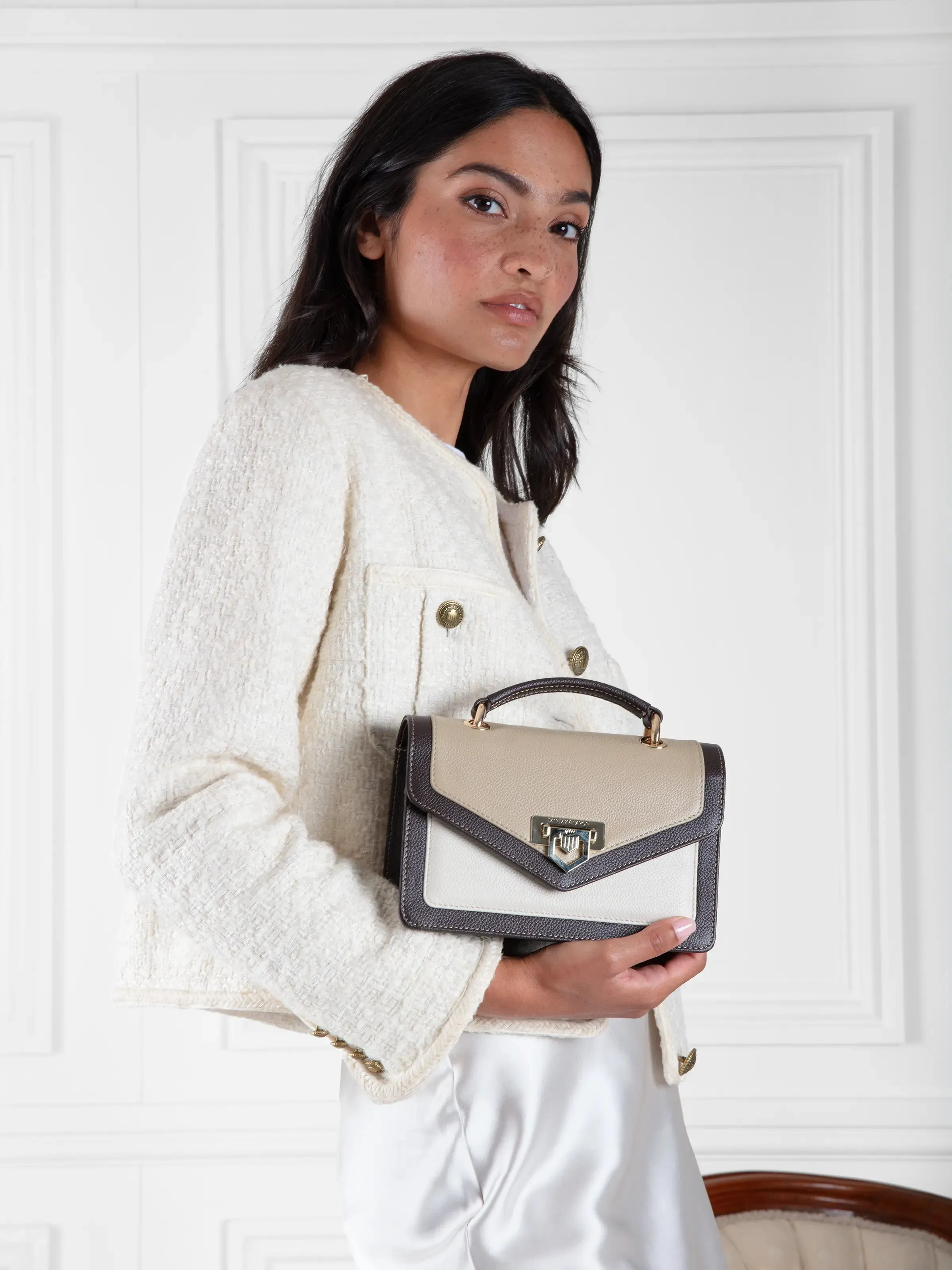 Loxley Mini Cross Body Bag - Neutral Tri-Colour Leather