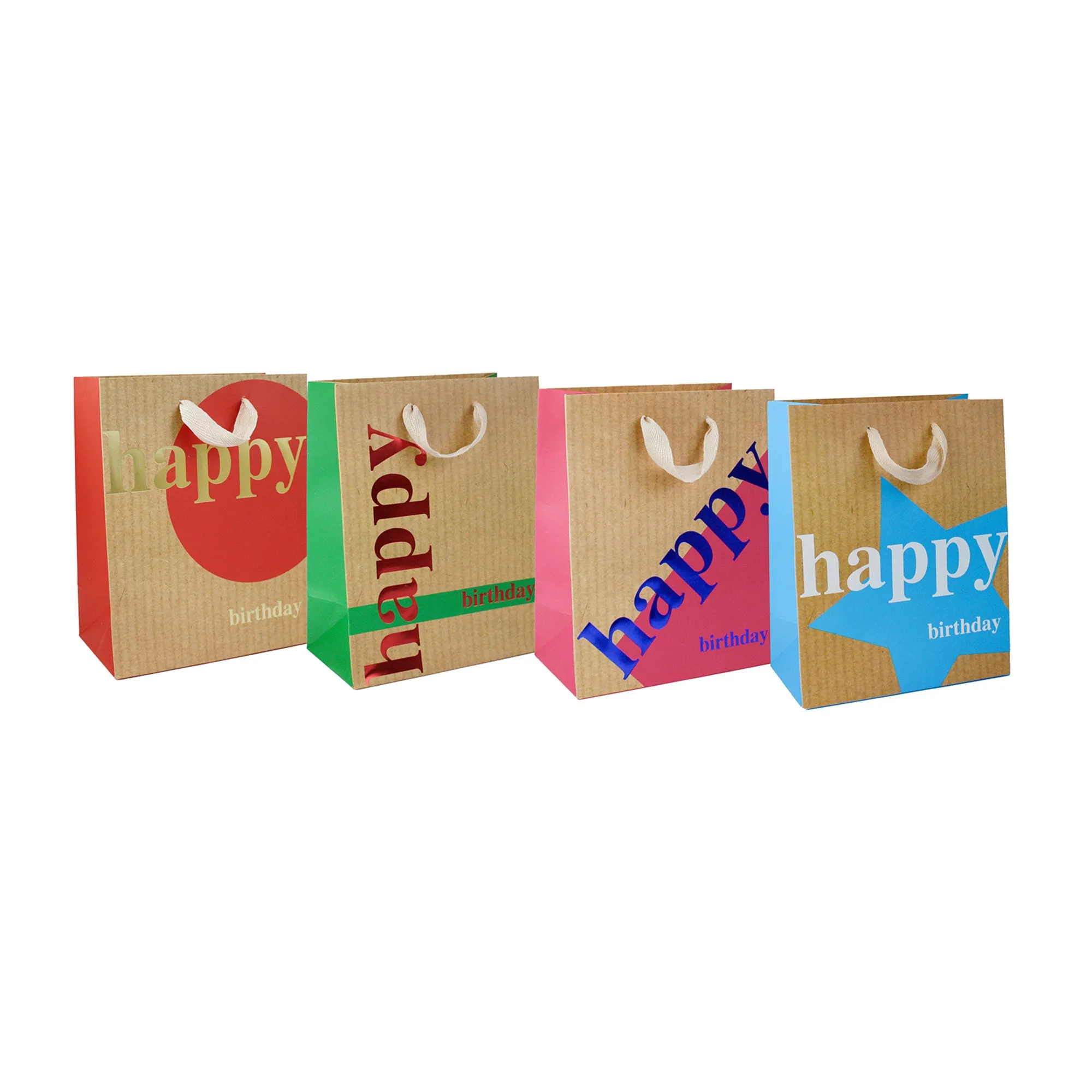 Luxury Happy Birthday Gift Bags - Set Of 4 Assorted Colours (Sizes Available)