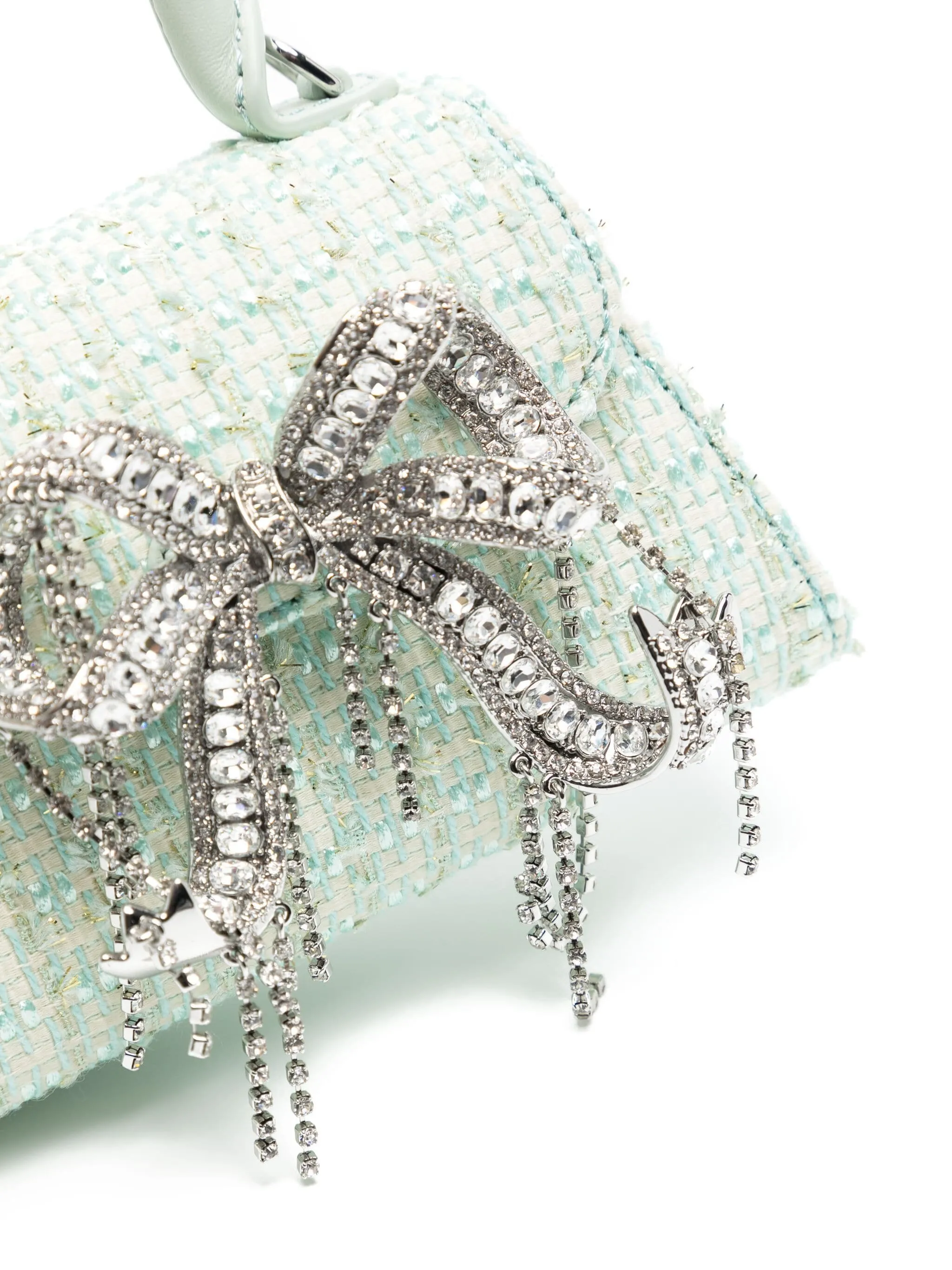 Mint Boucle Micro Bow Bag