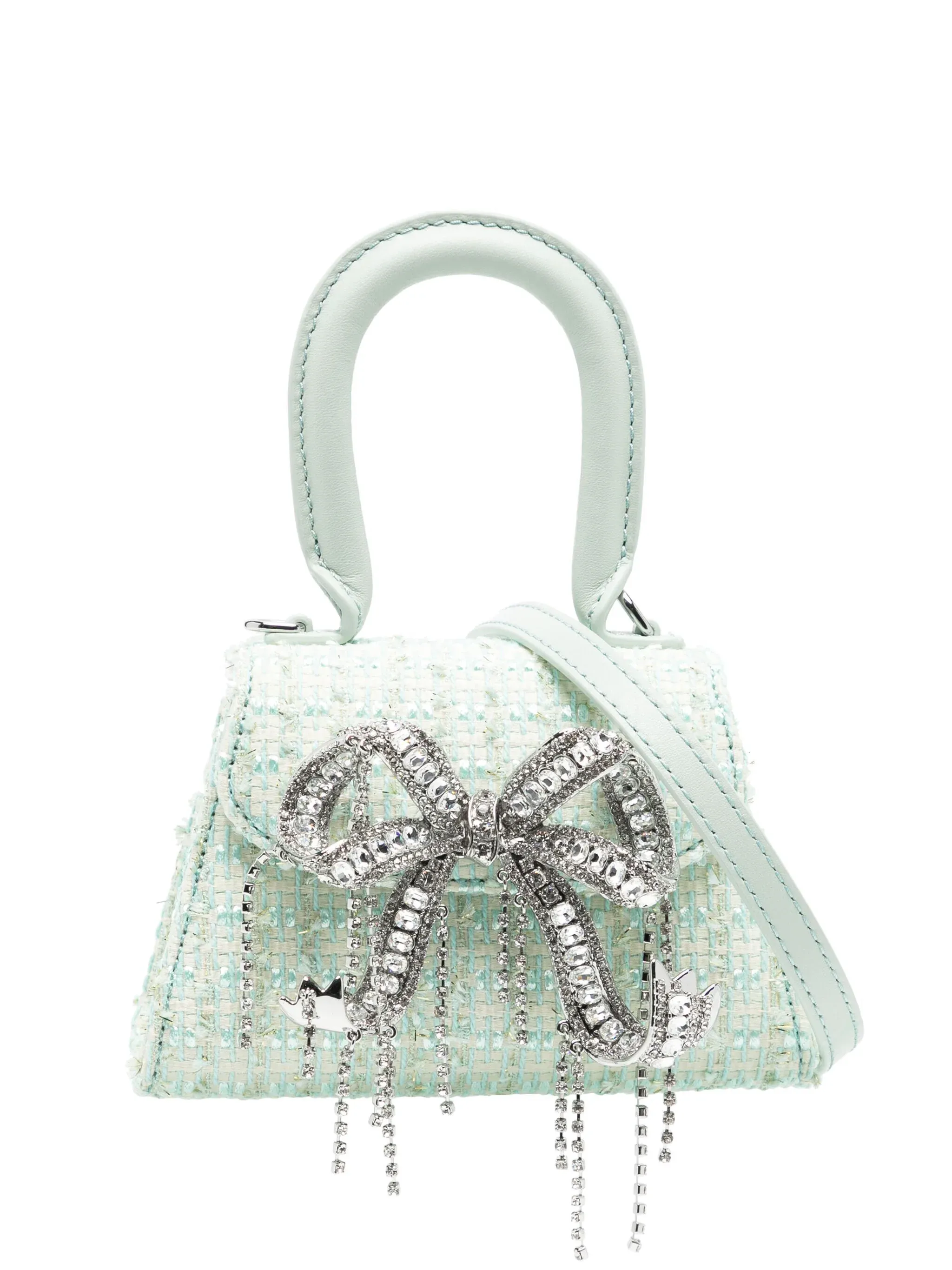 Mint Boucle Micro Bow Bag