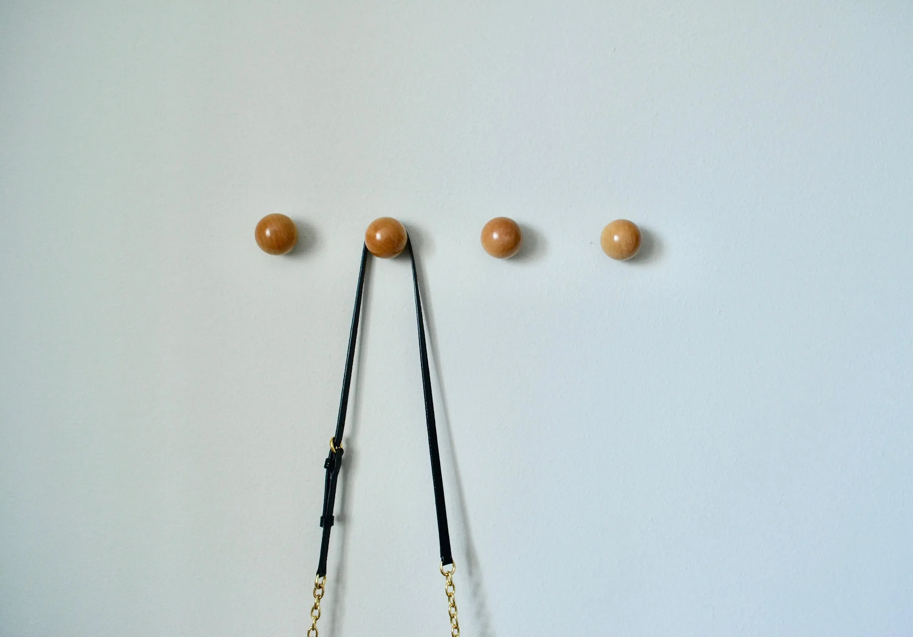 Modern Wood Ball Hooks, Single Organizer, Hat Rack, Towel Hook - Natural