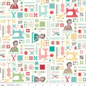 My Happy Place Main Cream Home Décor Yardage by Lori holt | Riley Blake Designs