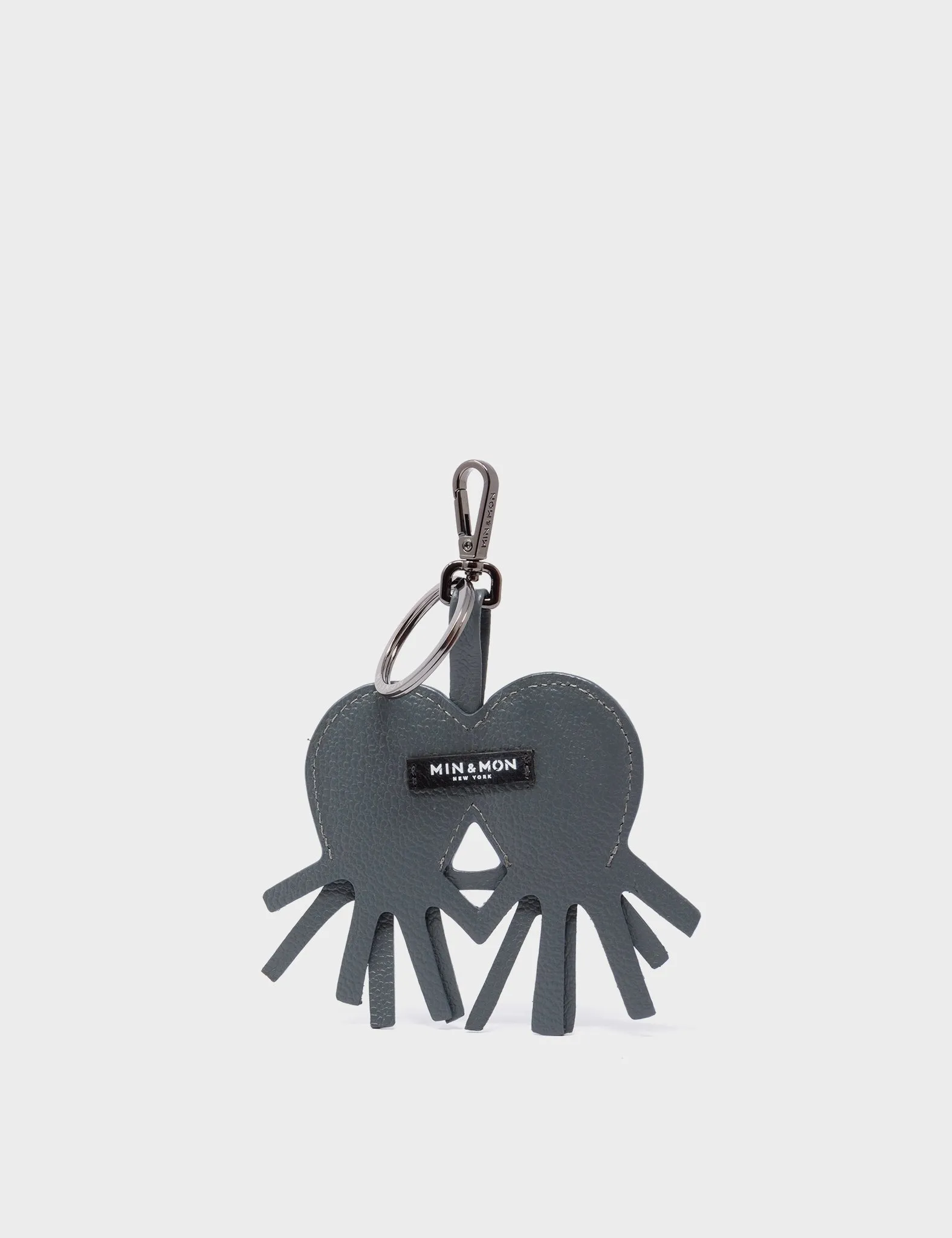 Octotwins Charm - Stormy Gray Leather Keychain