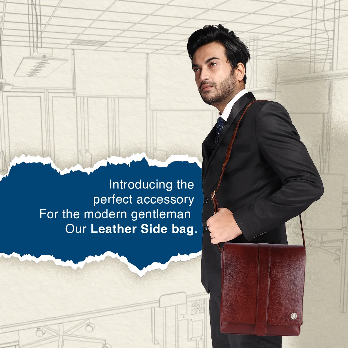One Side Bag For Men - Genuine Leather - Sling Bag With Adjustable Strap - 1 Year Warranty
