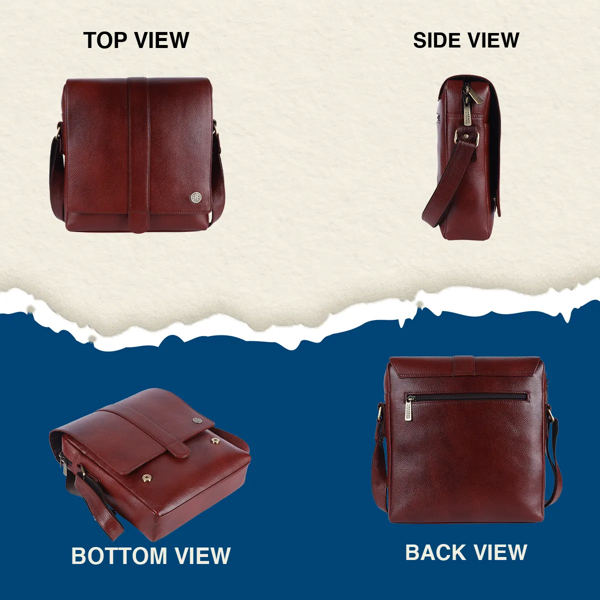 One Side Bag For Men - Genuine Leather - Sling Bag With Adjustable Strap - 1 Year Warranty
