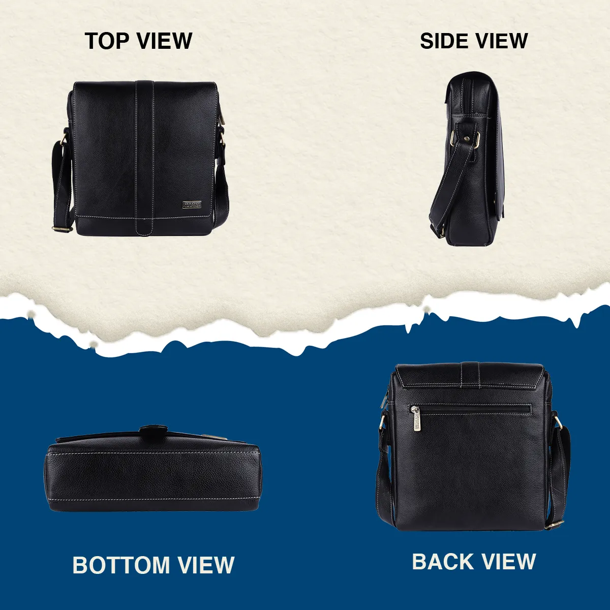 One Side Bag For Men - Genuine Leather - Sling Bag With Adjustable Strap - 1 Year Warranty