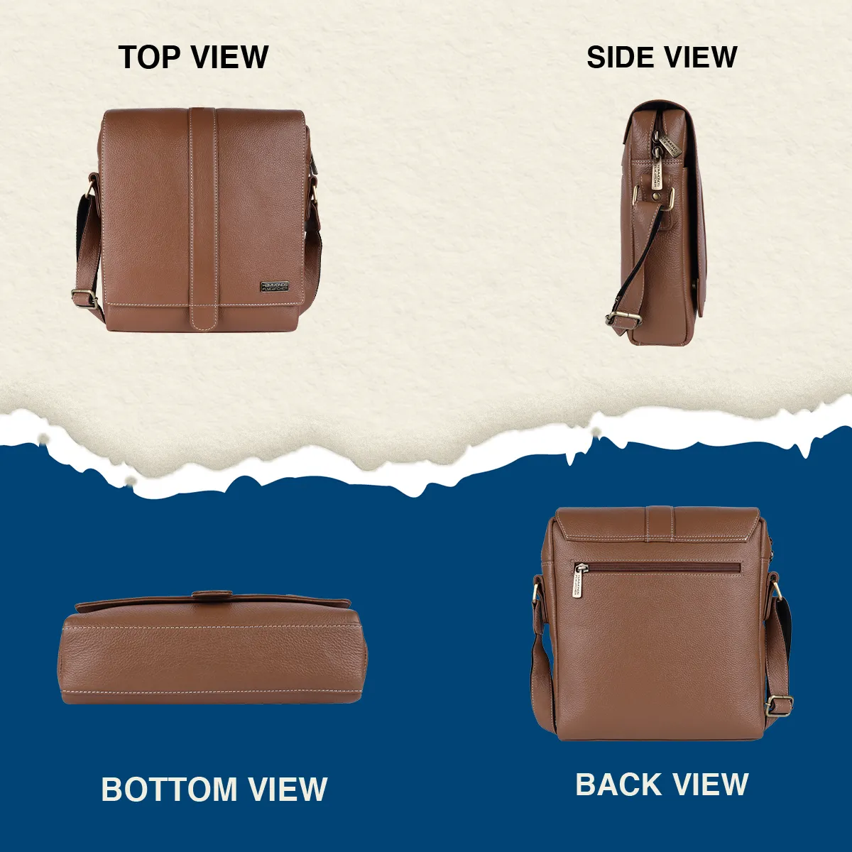 One Side Bag For Men - Genuine Leather - Sling Bag With Adjustable Strap - 1 Year Warranty