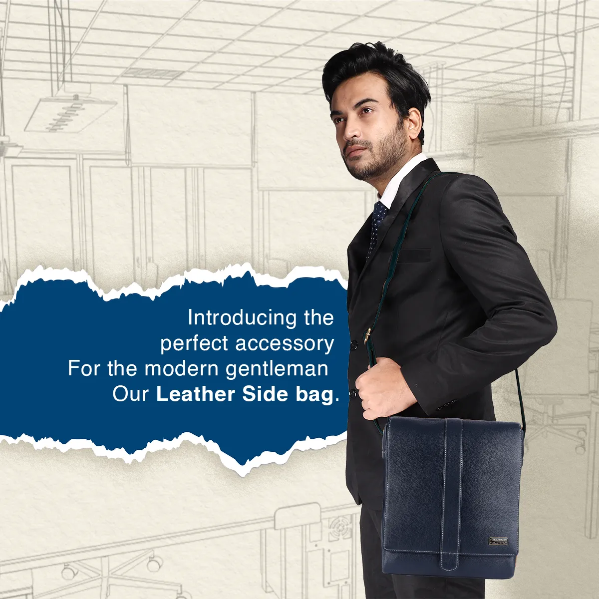 One Side Bag For Men - Genuine Leather - Sling Bag With Adjustable Strap - 1 Year Warranty
