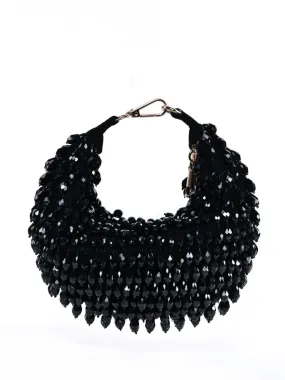 Ophelia Black Suede Embellished Hobo Bag