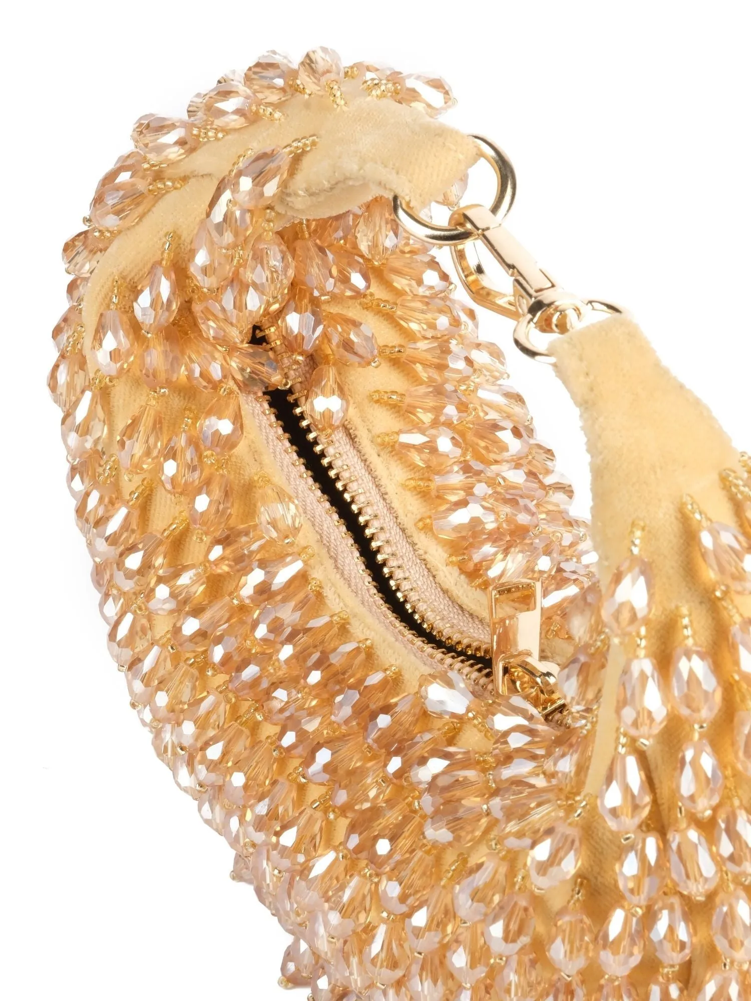 Ophelia Gold Suede Embellished Hobo Bag