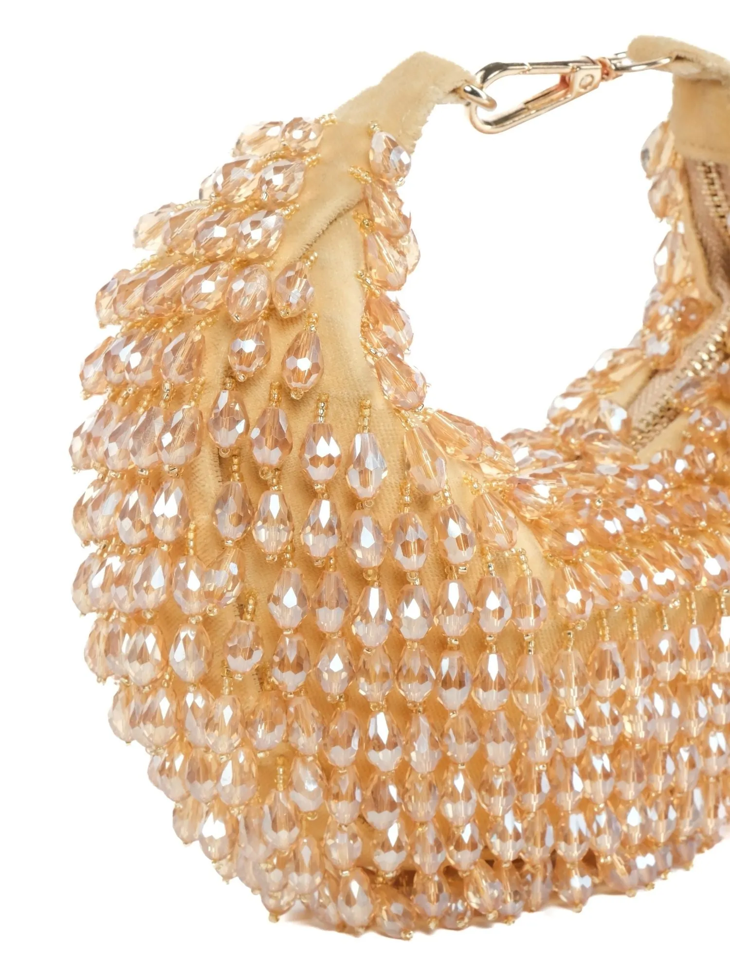 Ophelia Gold Suede Embellished Hobo Bag