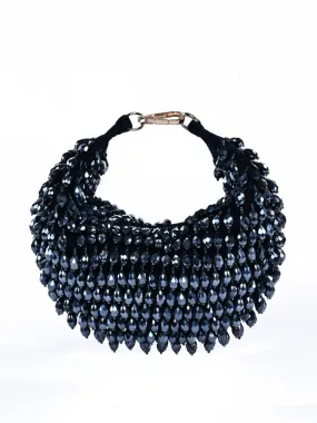 Ophelia Navy Blue Suede Embellished Hobo Bag