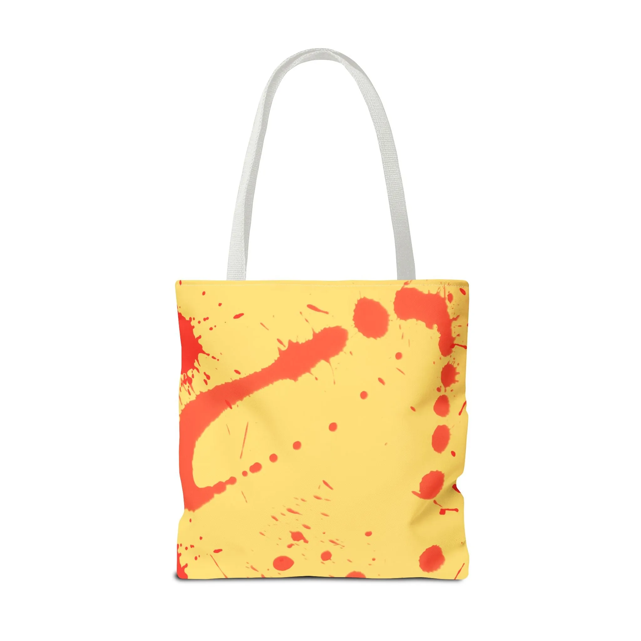 Paint Splatter Tote Bag Red and Yellow Cheerful Design