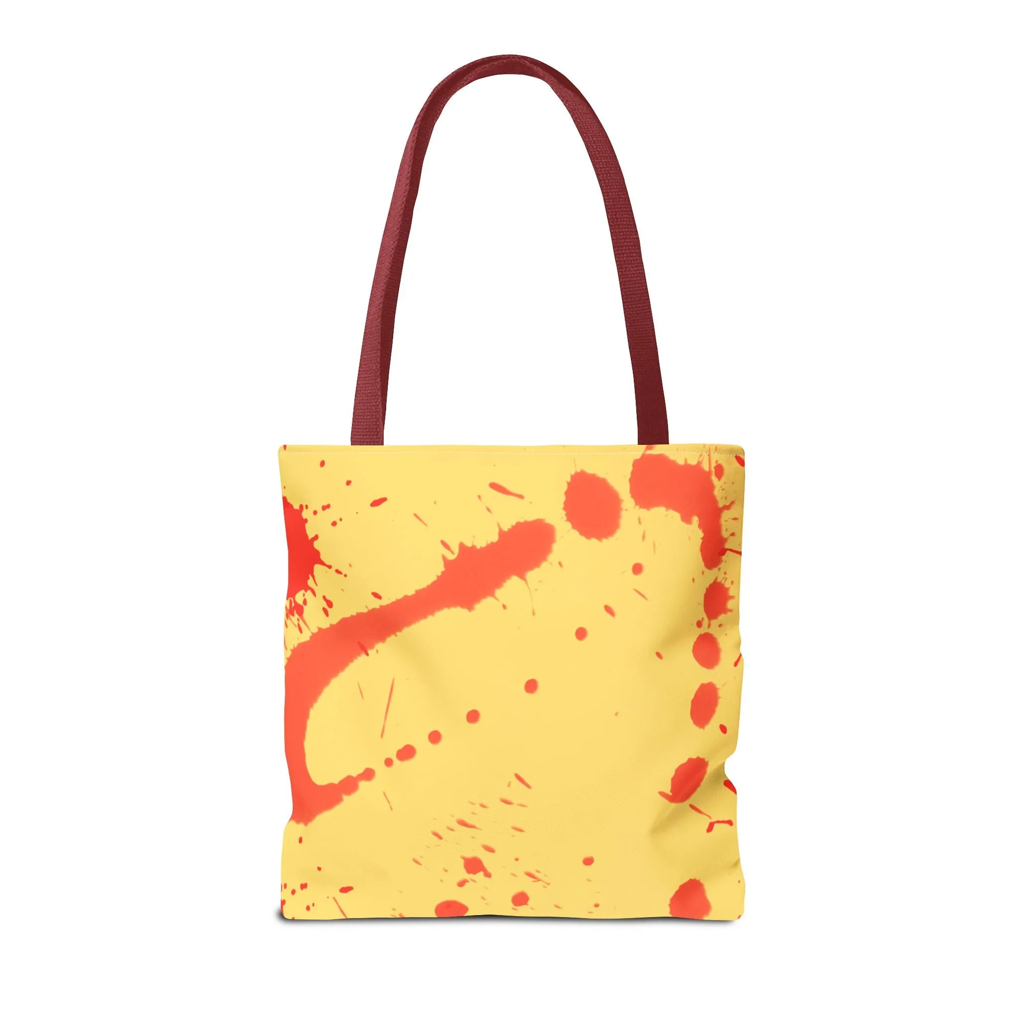 Paint Splatter Tote Bag Red and Yellow Cheerful Design