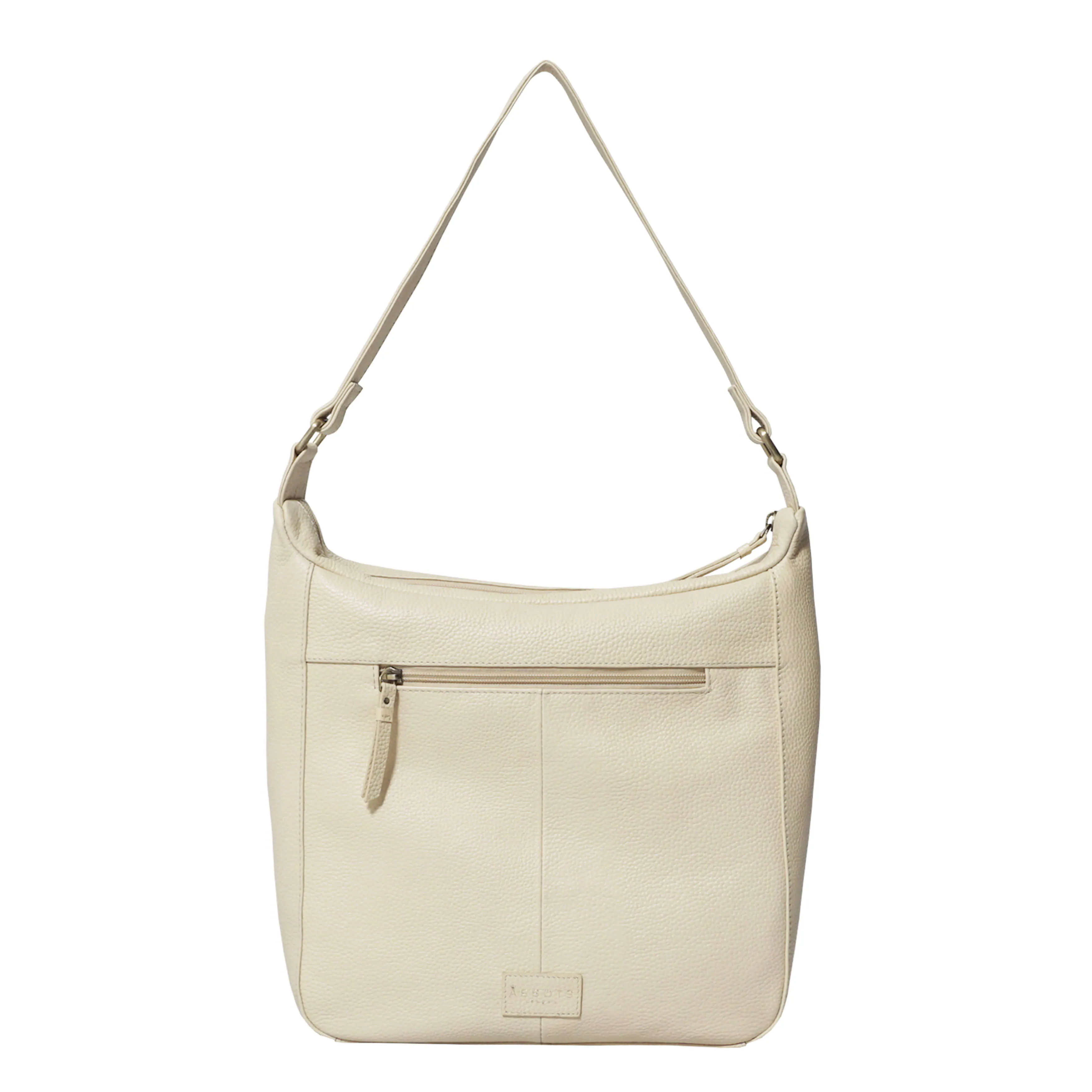 'PAMELA' Camelish Off White Pebble Grain Real Leather Designer Shoulder Hobo Bag