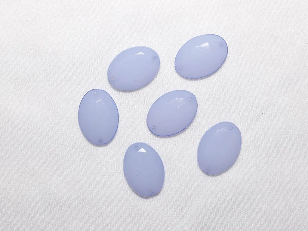Pastel Blue Designer Dyeable Oval Plastic Stones -25x18 mm