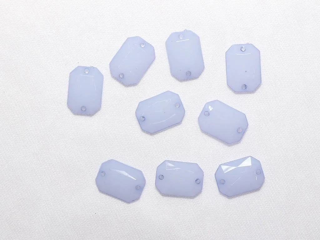 Pastel Blue Designer Dyeable Rectangle  Plastic Stones - 18x13 mm