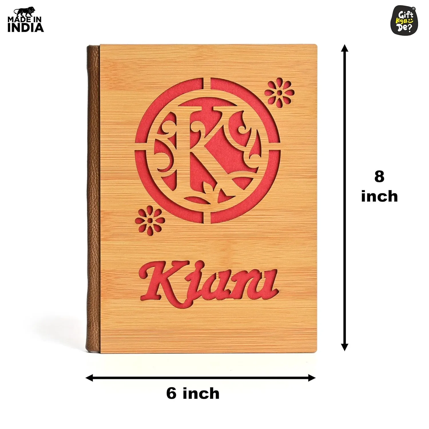 Personalized Wooden Diary Journal - A5 Ruled Notebook with Custom Name | Perfect for Office, Gift & Personal Use (190 Pages)