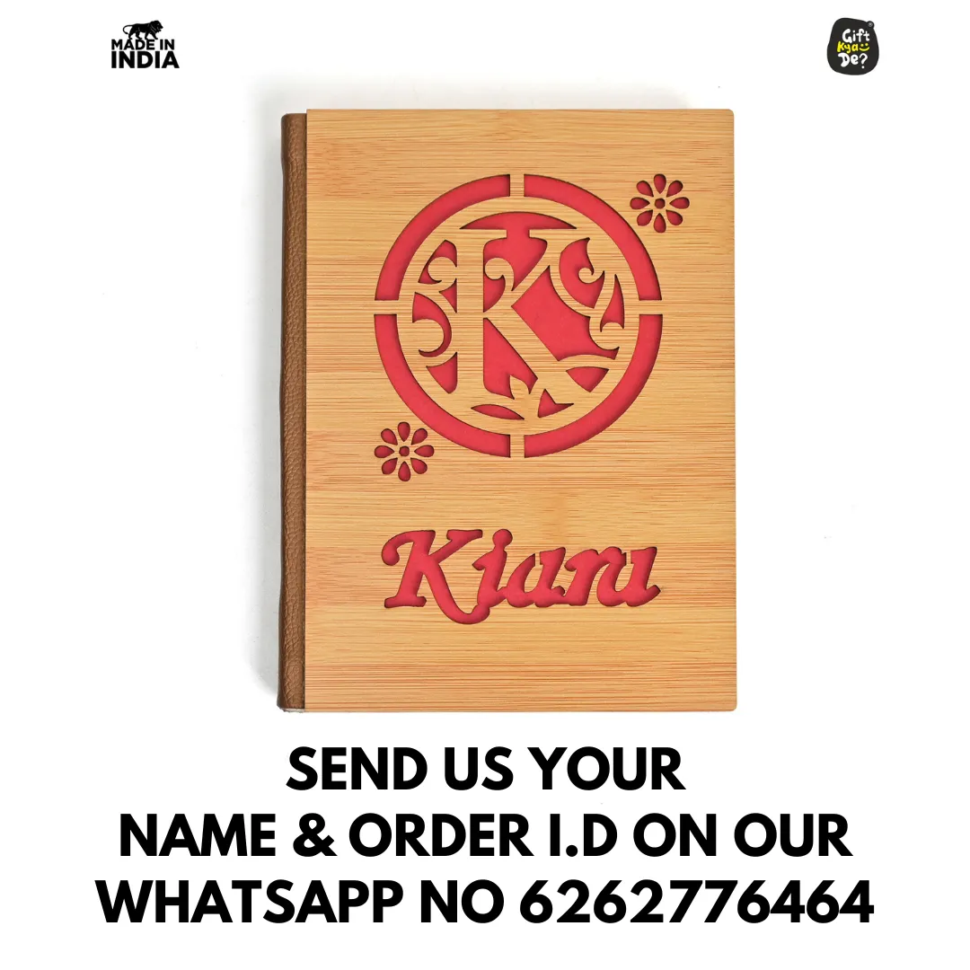 Personalized Wooden Diary Journal - A5 Ruled Notebook with Custom Name | Perfect for Office, Gift & Personal Use (190 Pages)
