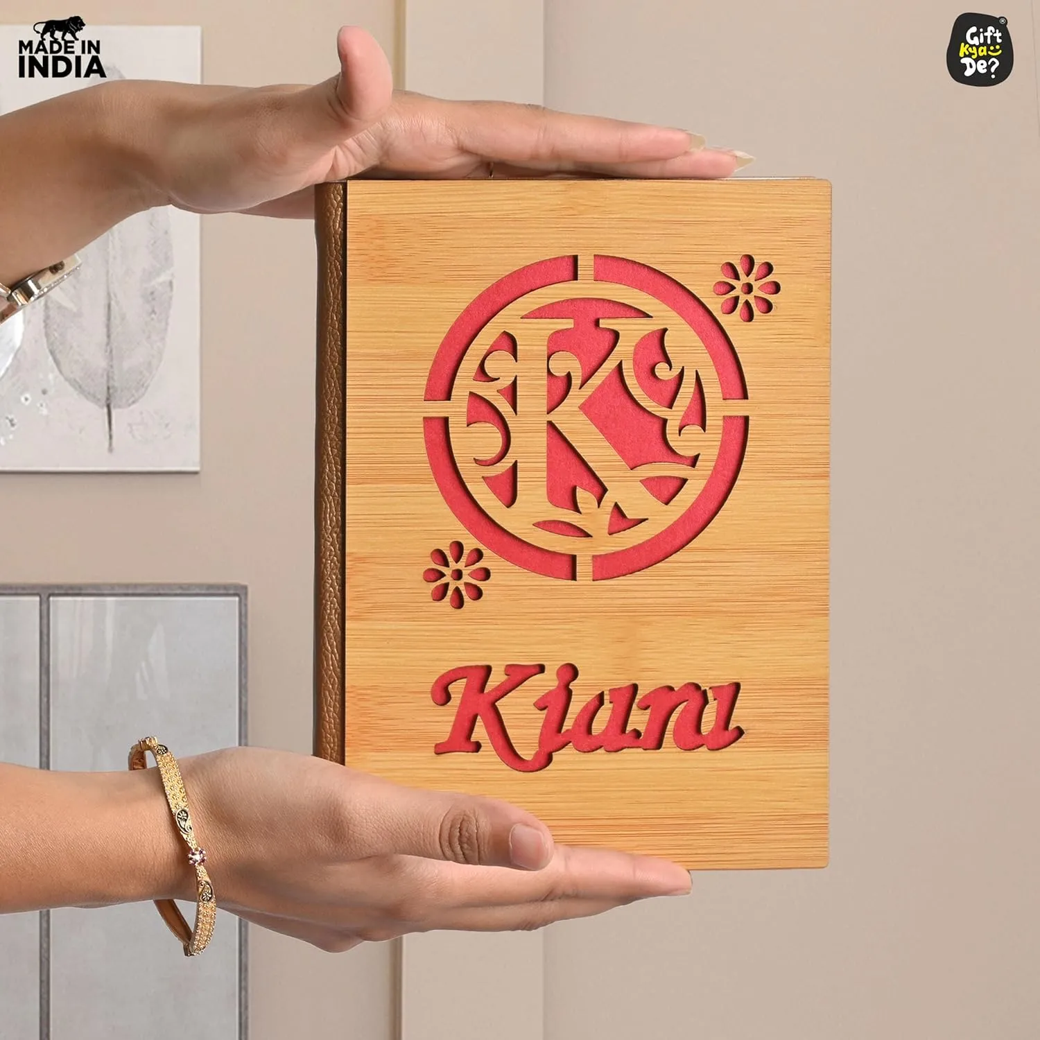 Personalized Wooden Diary Journal - A5 Ruled Notebook with Custom Name | Perfect for Office, Gift & Personal Use (190 Pages)
