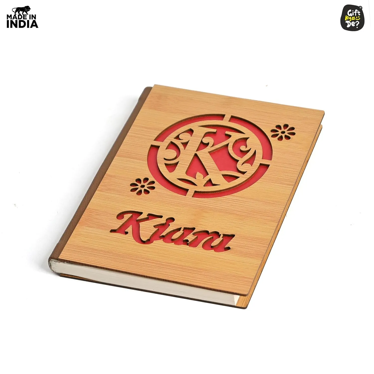 Personalized Wooden Diary Journal - A5 Ruled Notebook with Custom Name | Perfect for Office, Gift & Personal Use (190 Pages)