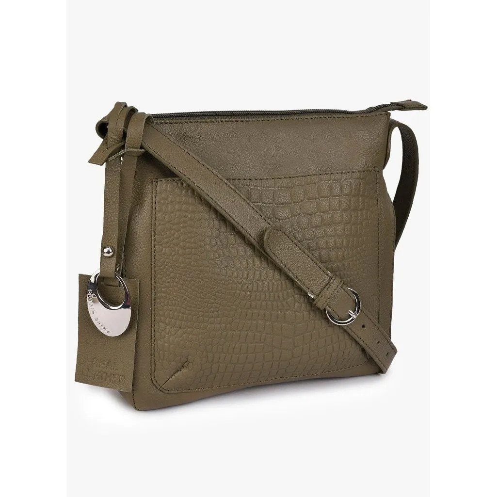 Phive Rivers Women's Leather Crossbody Bag  (Green_PR540)