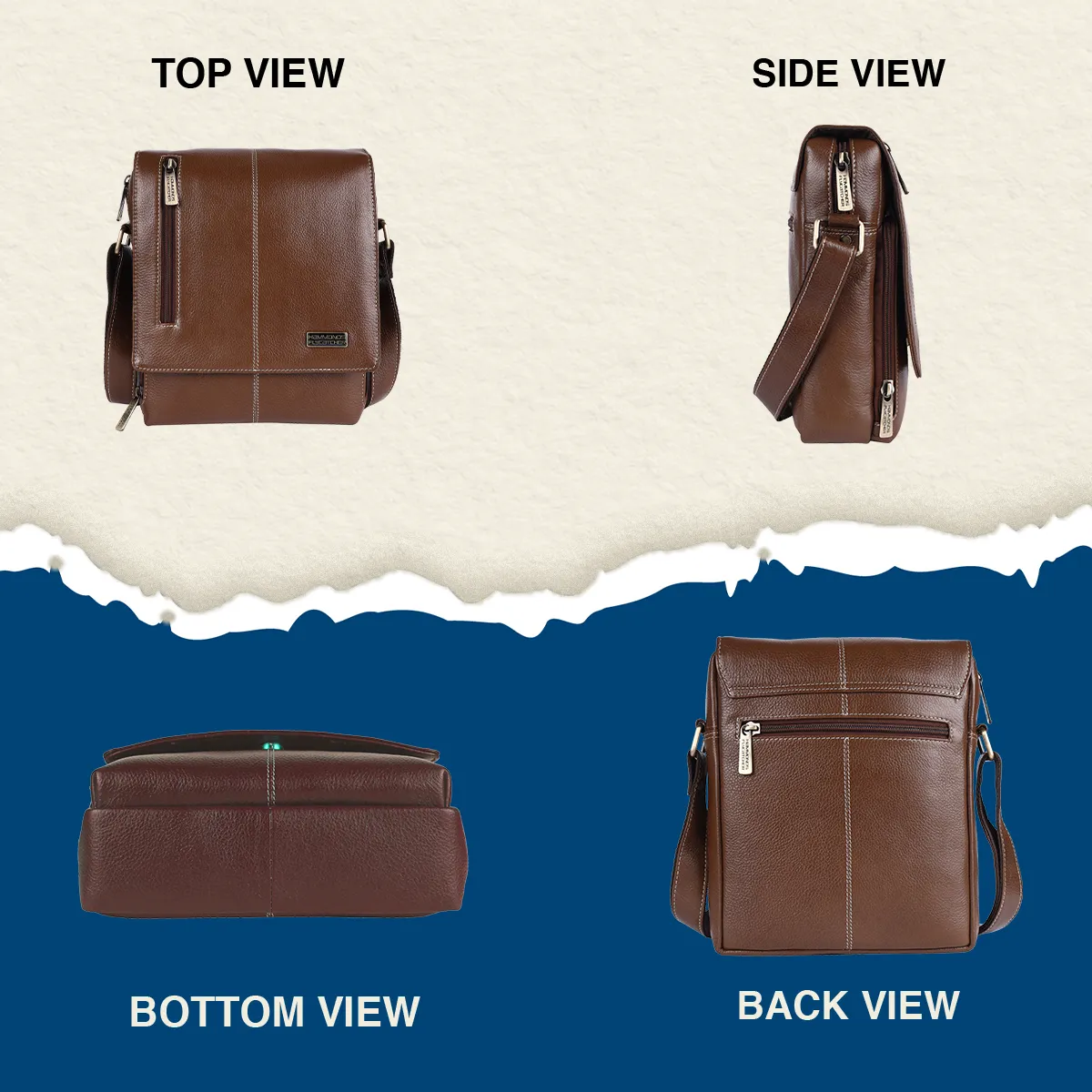 Premium Leather Sling Bag For Men - Adjustable Strap - 1 Year Warranty
