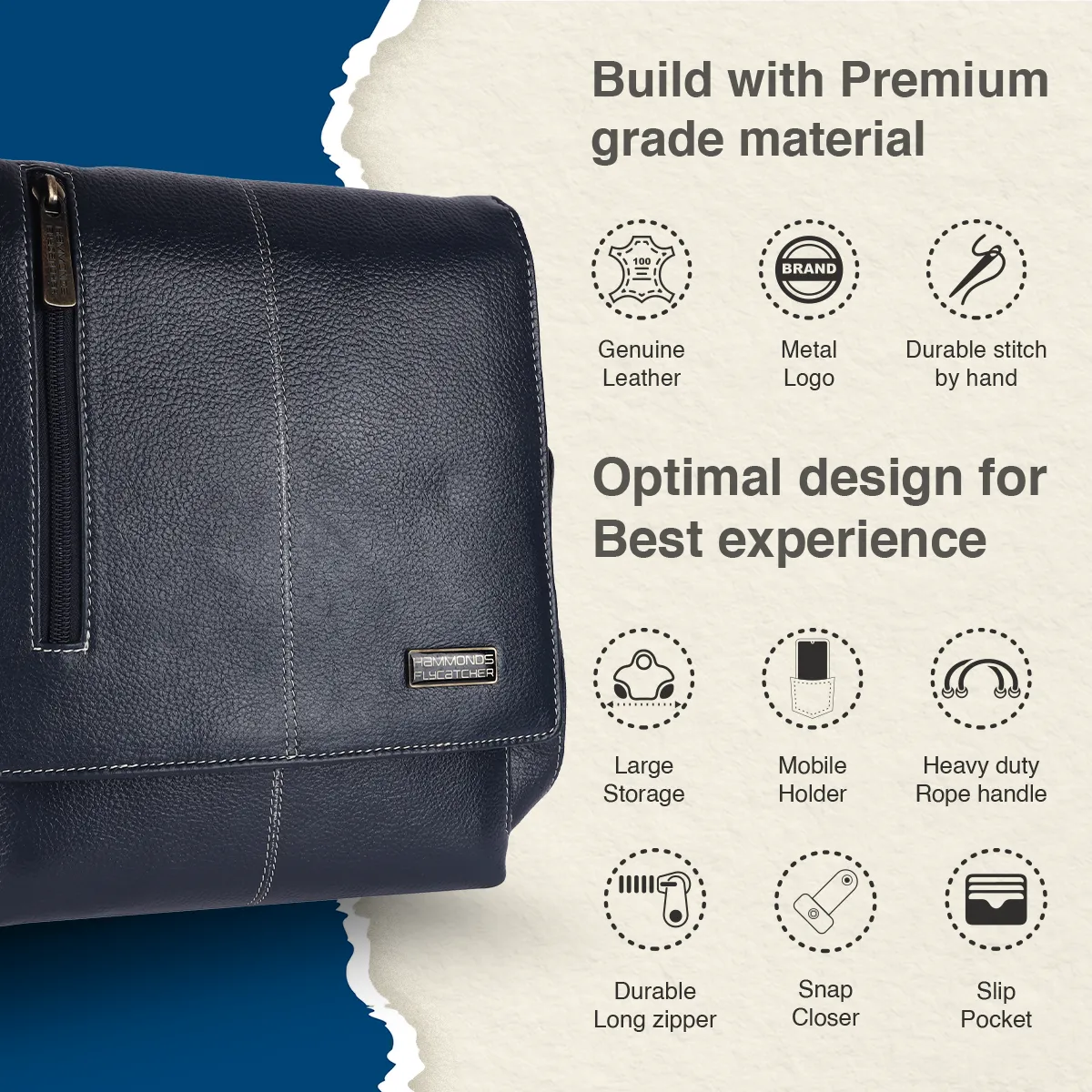 Premium Leather Sling Bag For Men - Adjustable Strap - 1 Year Warranty