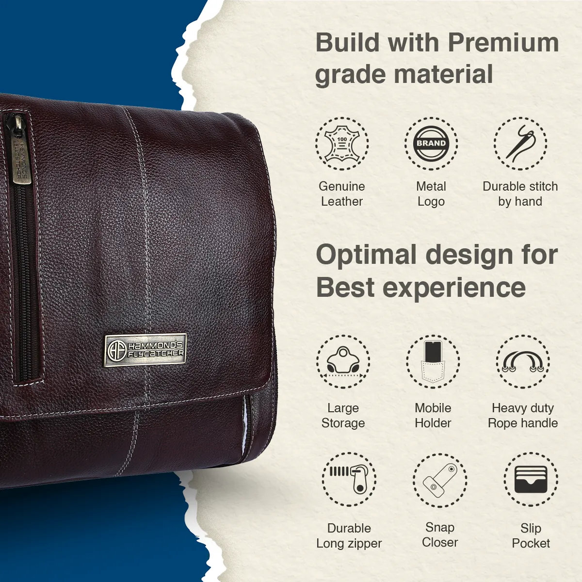 Premium Leather Sling Bag For Men - Adjustable Strap - 1 Year Warranty