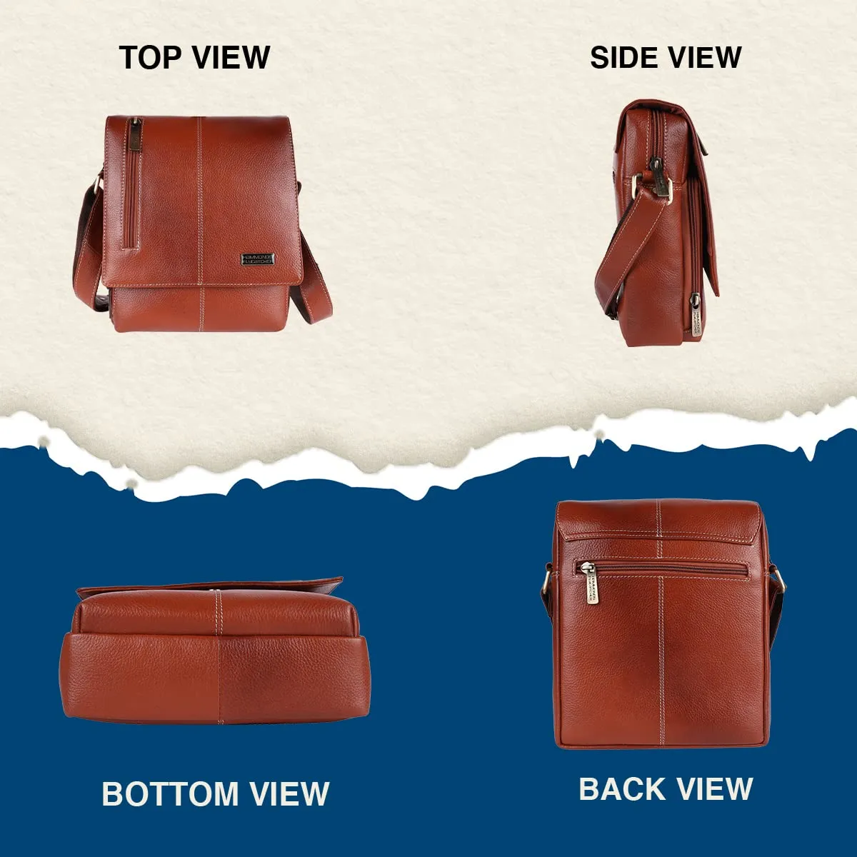 Premium Leather Sling Bag For Men - Adjustable Strap - 1 Year Warranty