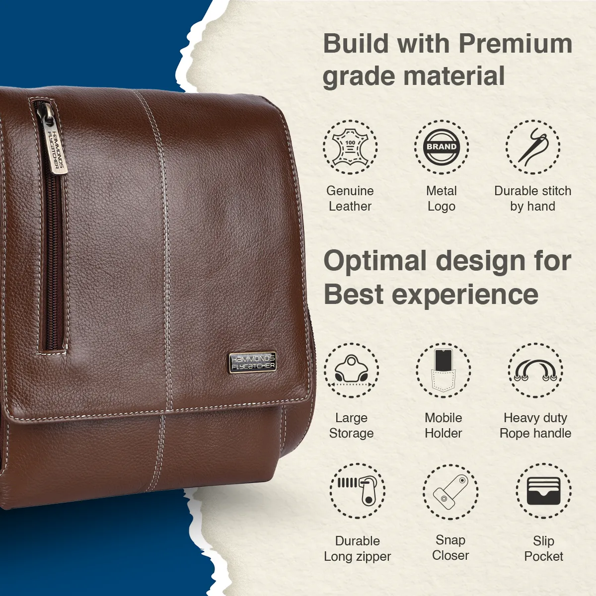 Premium Leather Sling Bag For Men - Adjustable Strap - 1 Year Warranty