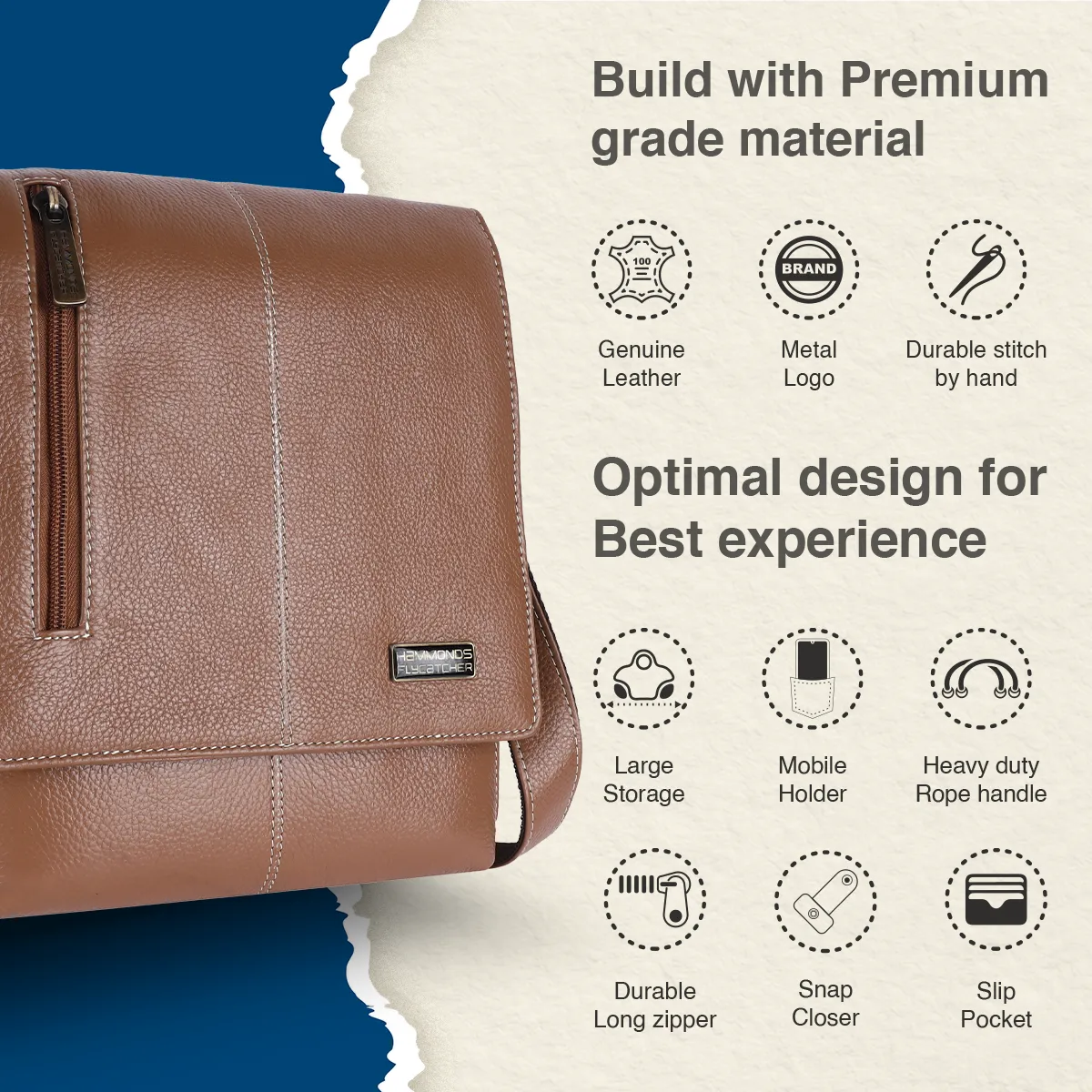 Premium Leather Sling Bag For Men - Adjustable Strap - 1 Year Warranty