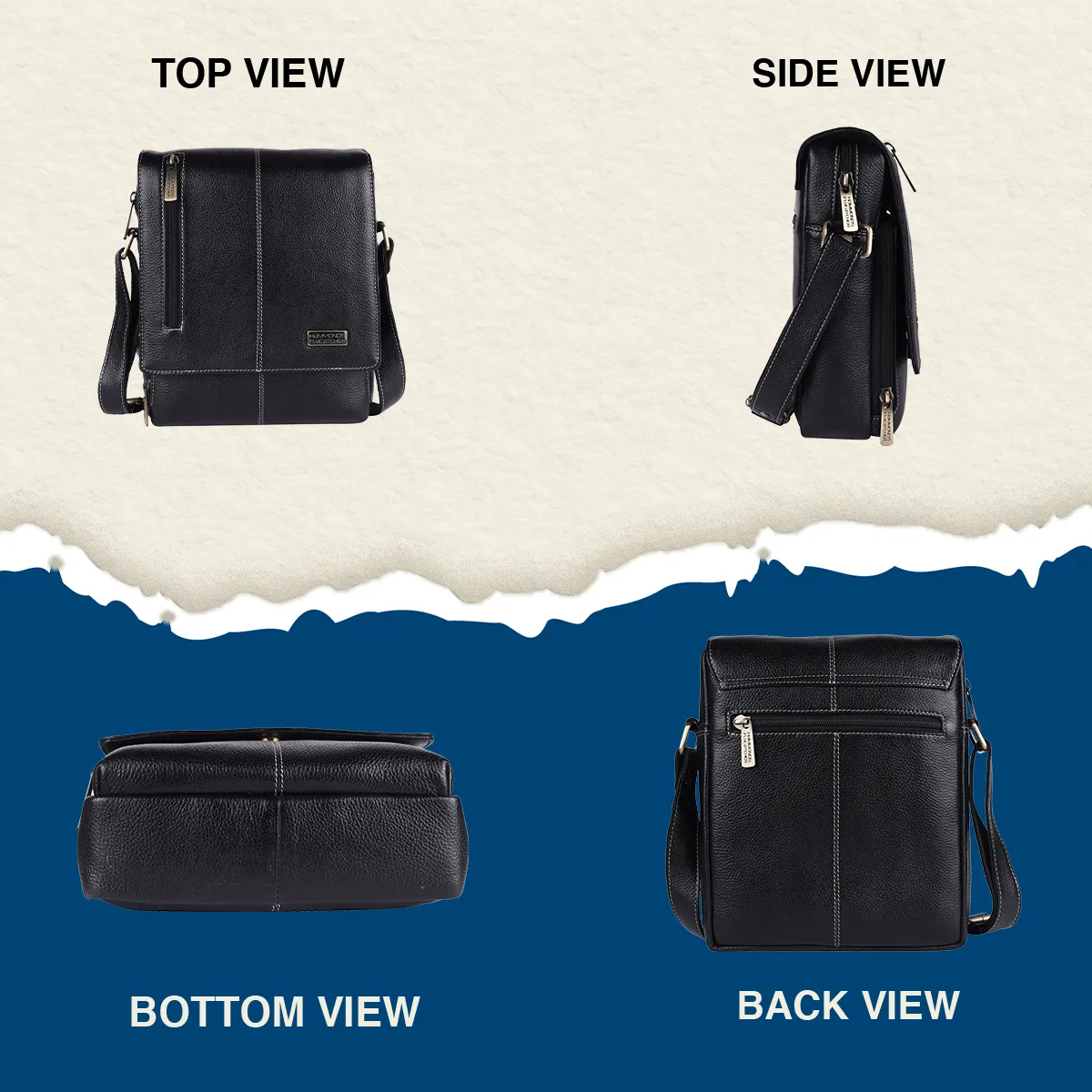 Premium Leather Sling Bag For Men - Adjustable Strap - 1 Year Warranty