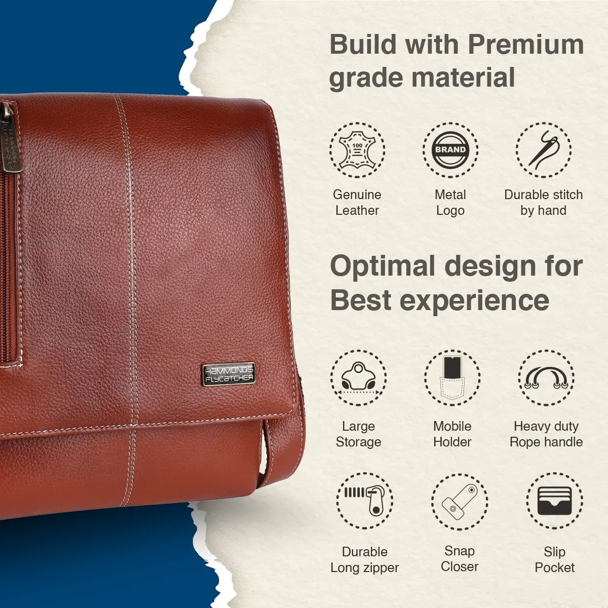 Premium Leather Sling Bag For Men - Adjustable Strap - 1 Year Warranty