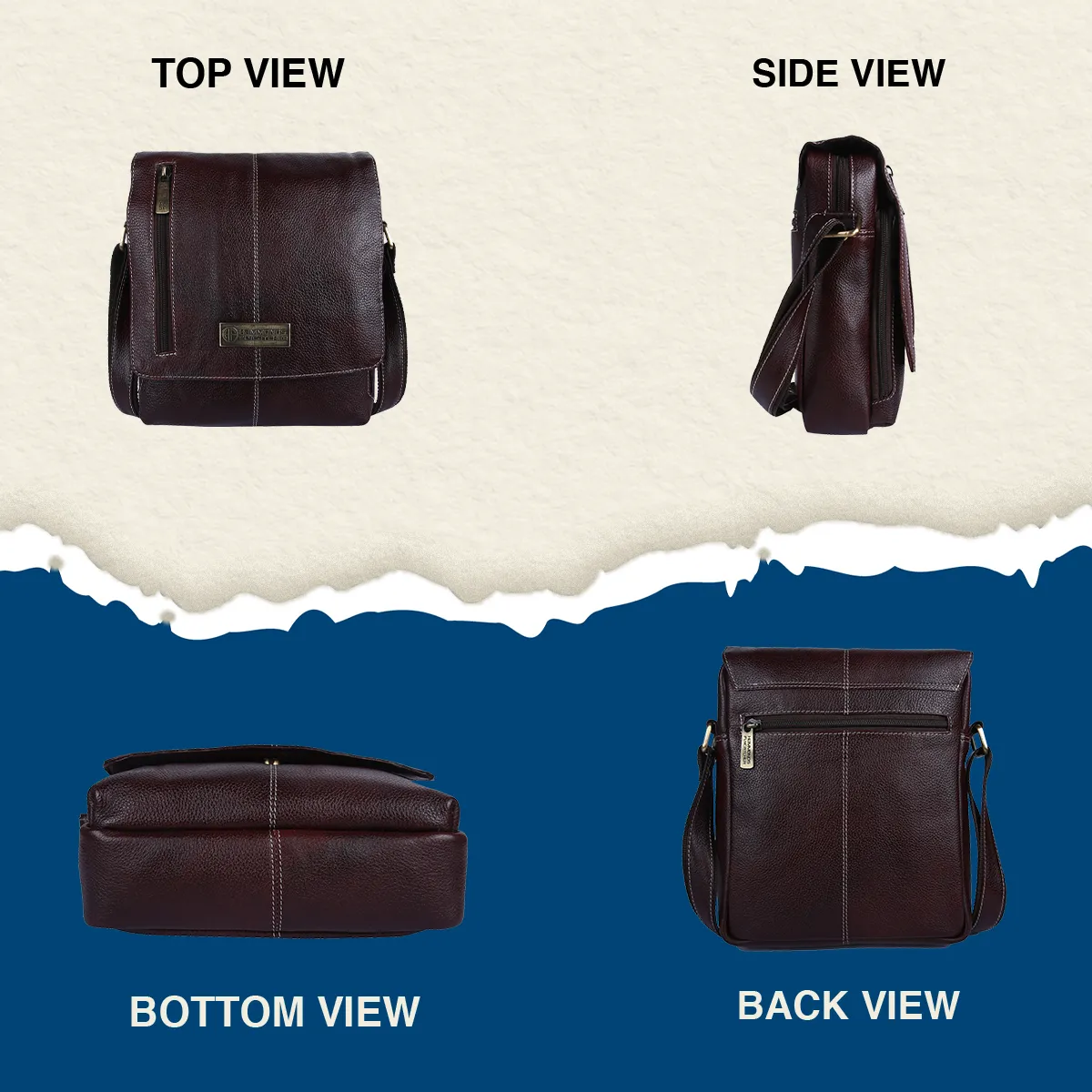 Premium Leather Sling Bag For Men - Adjustable Strap - 1 Year Warranty