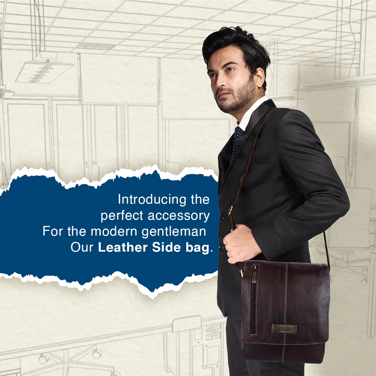 Premium Leather Sling Bag For Men - Adjustable Strap - 1 Year Warranty