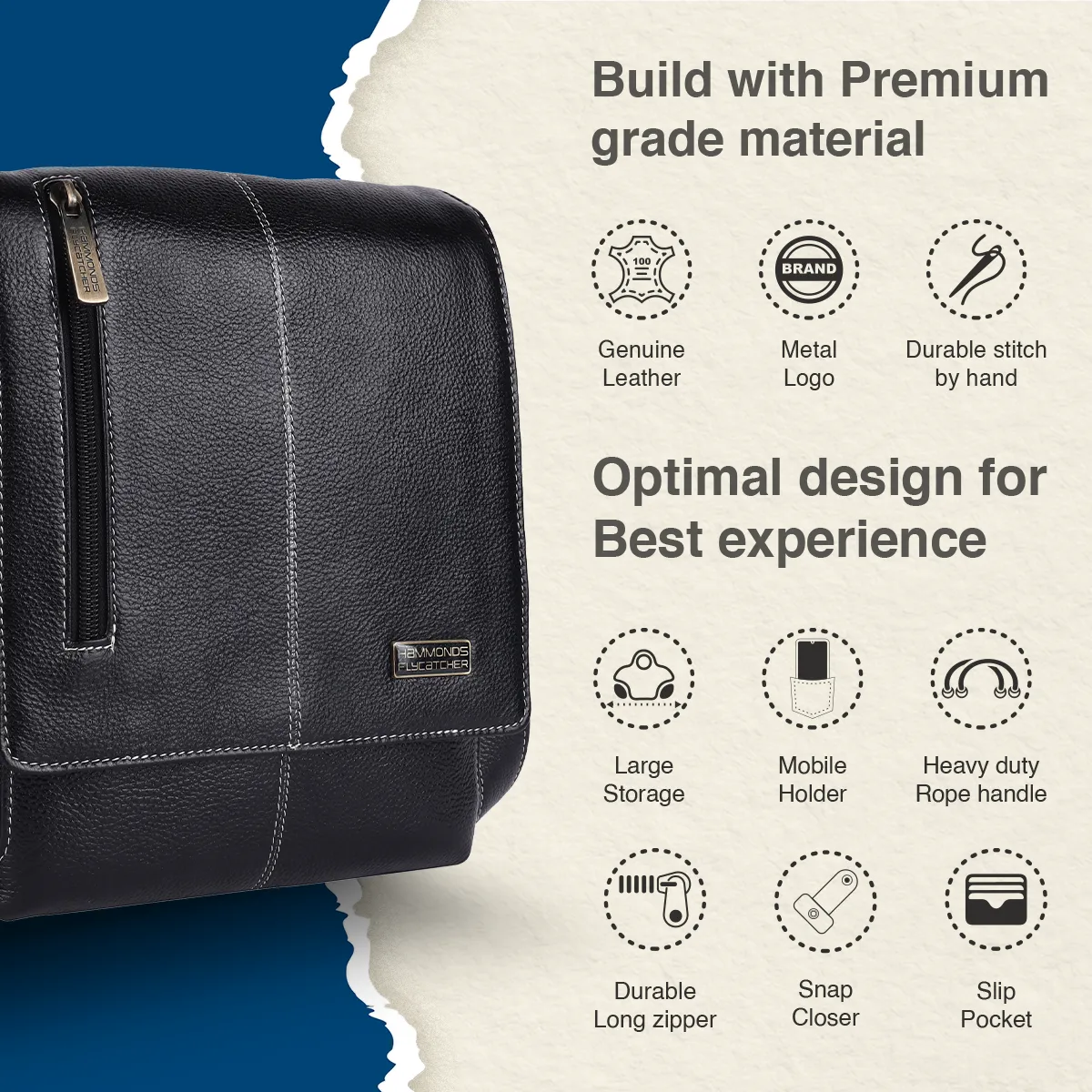 Premium Leather Sling Bag For Men - Adjustable Strap - 1 Year Warranty