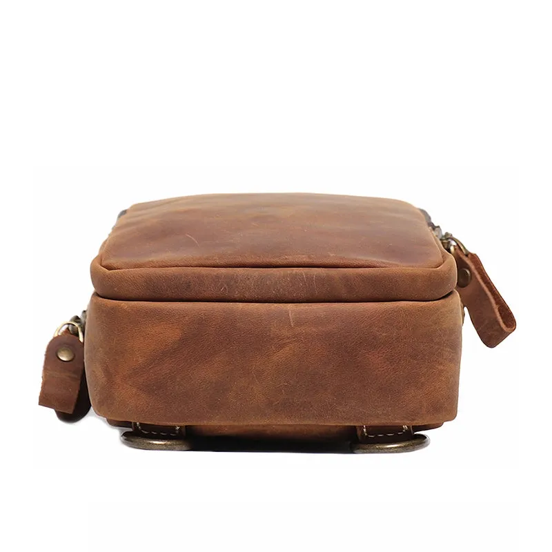 Retro Elegance Crazy Horse Leather Sling Bag