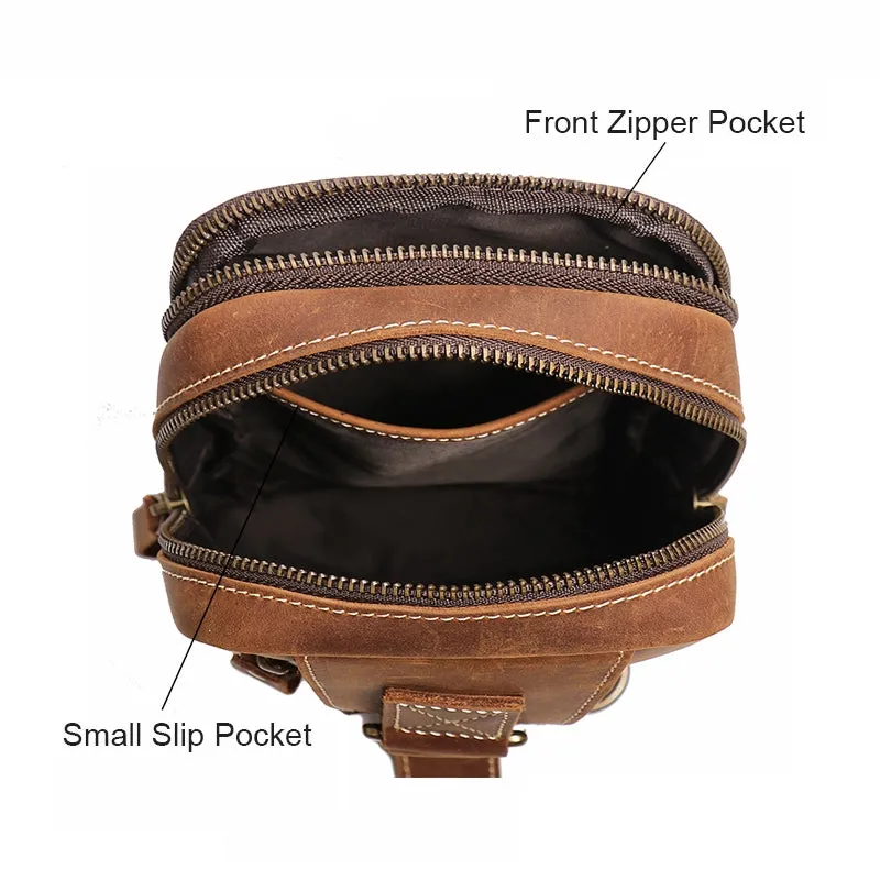 Retro Elegance Crazy Horse Leather Sling Bag