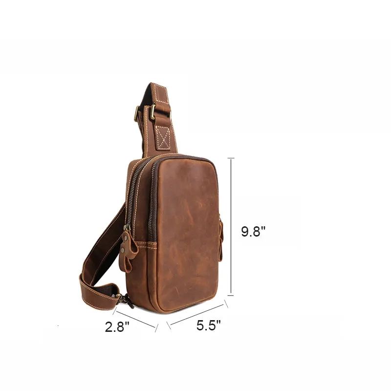 Retro Elegance Crazy Horse Leather Sling Bag