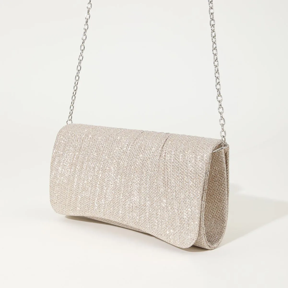 Shiny Pleated Crossbody Evening Bag