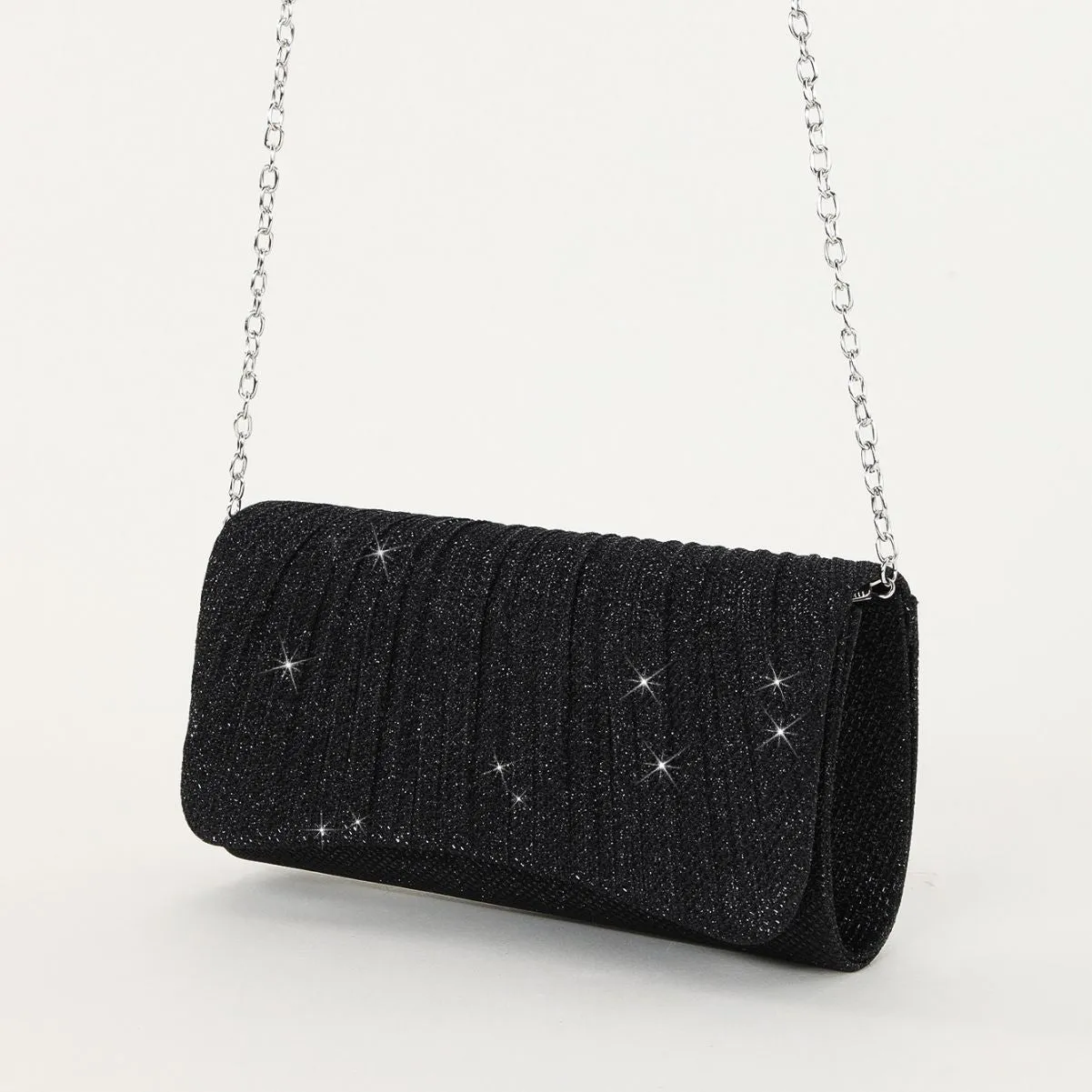 Shiny Pleated Crossbody Evening Bag