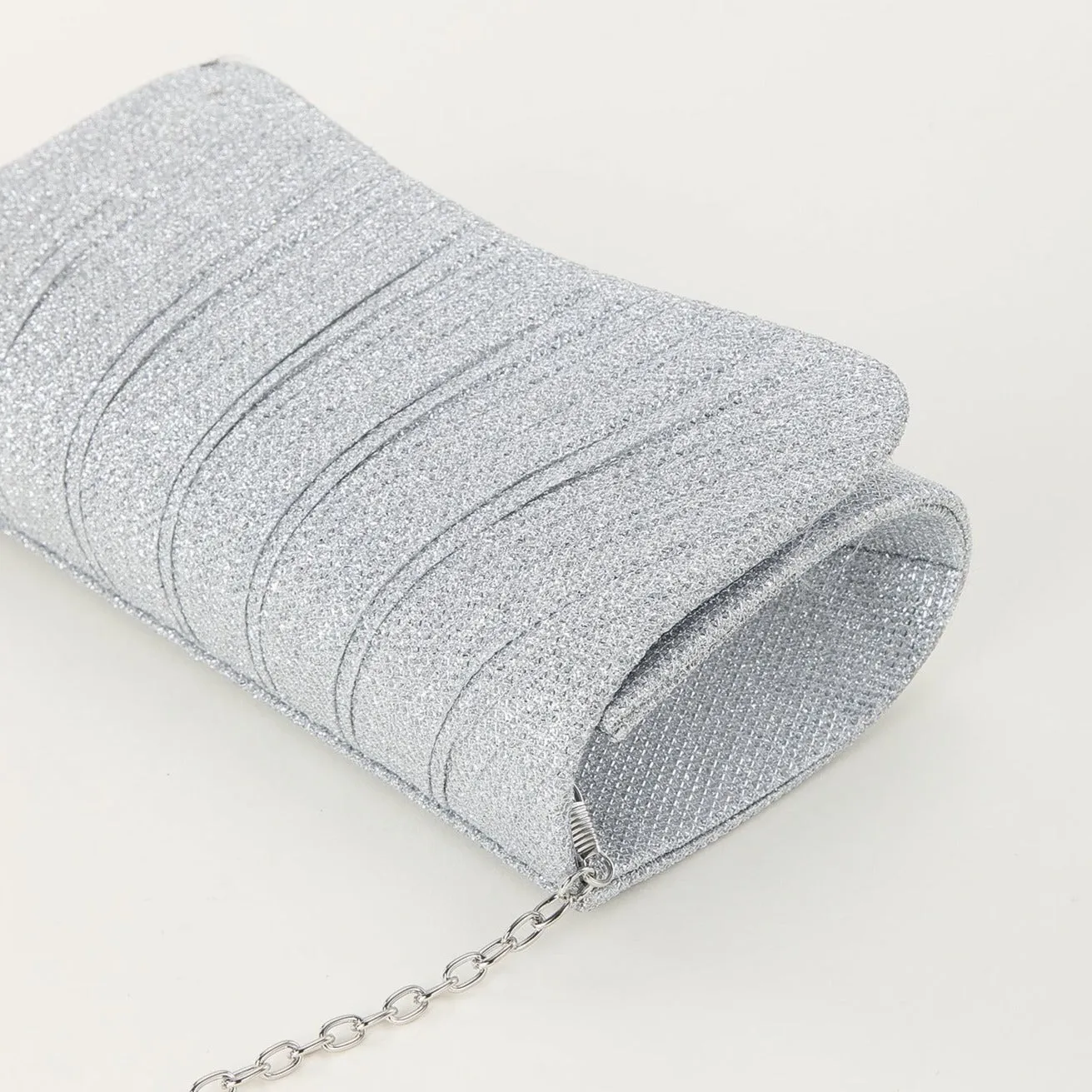 Shiny Pleated Crossbody Evening Bag