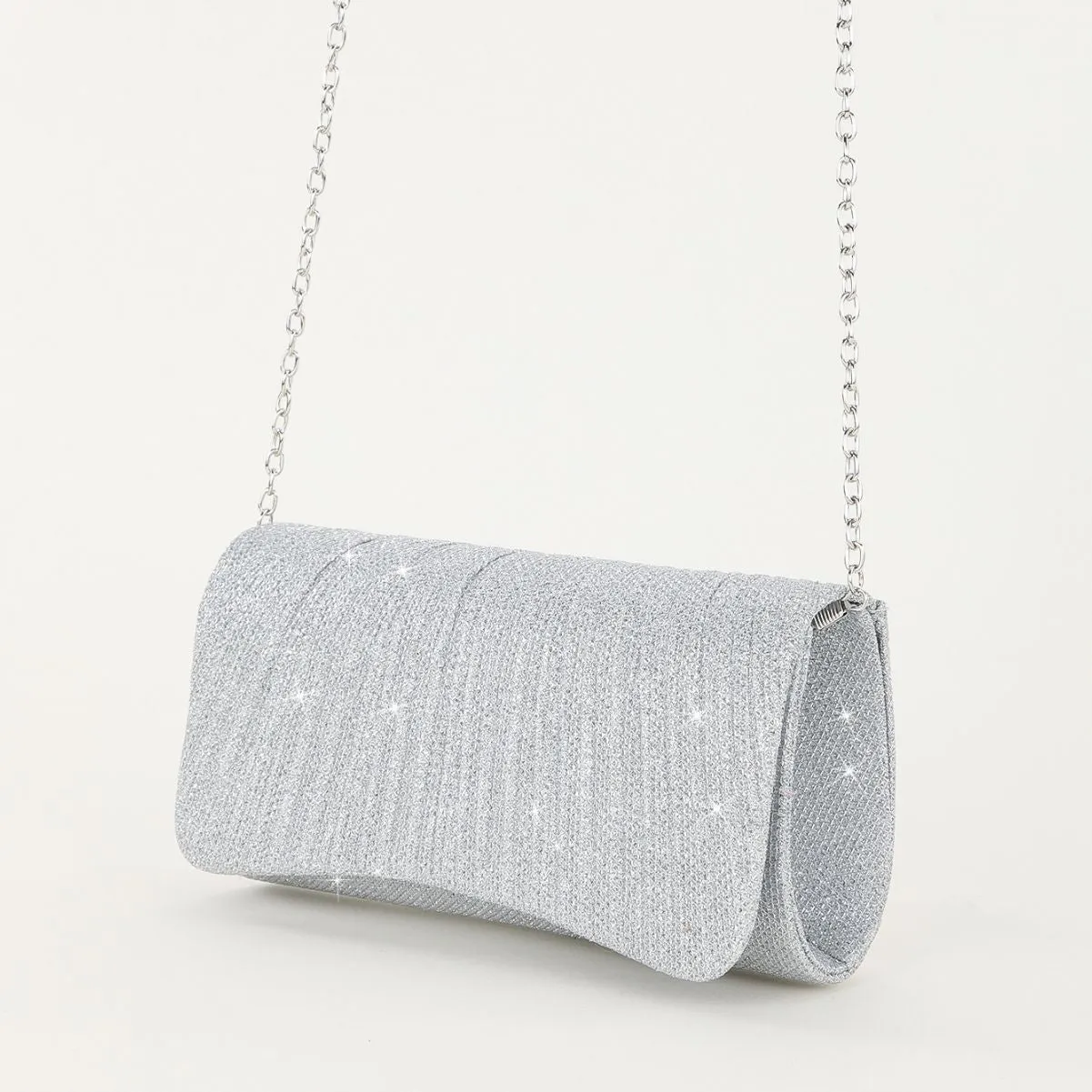 Shiny Pleated Crossbody Evening Bag