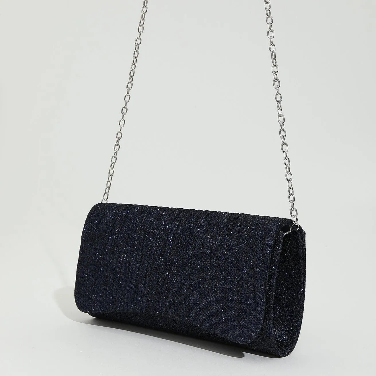 Shiny Pleated Crossbody Evening Bag